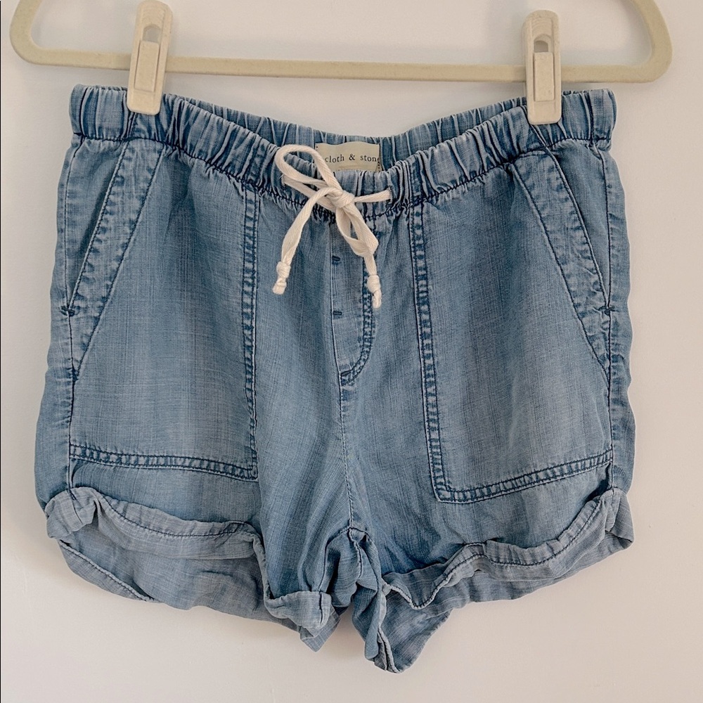 Cloth & Stone Light Blue High Waist Shorts